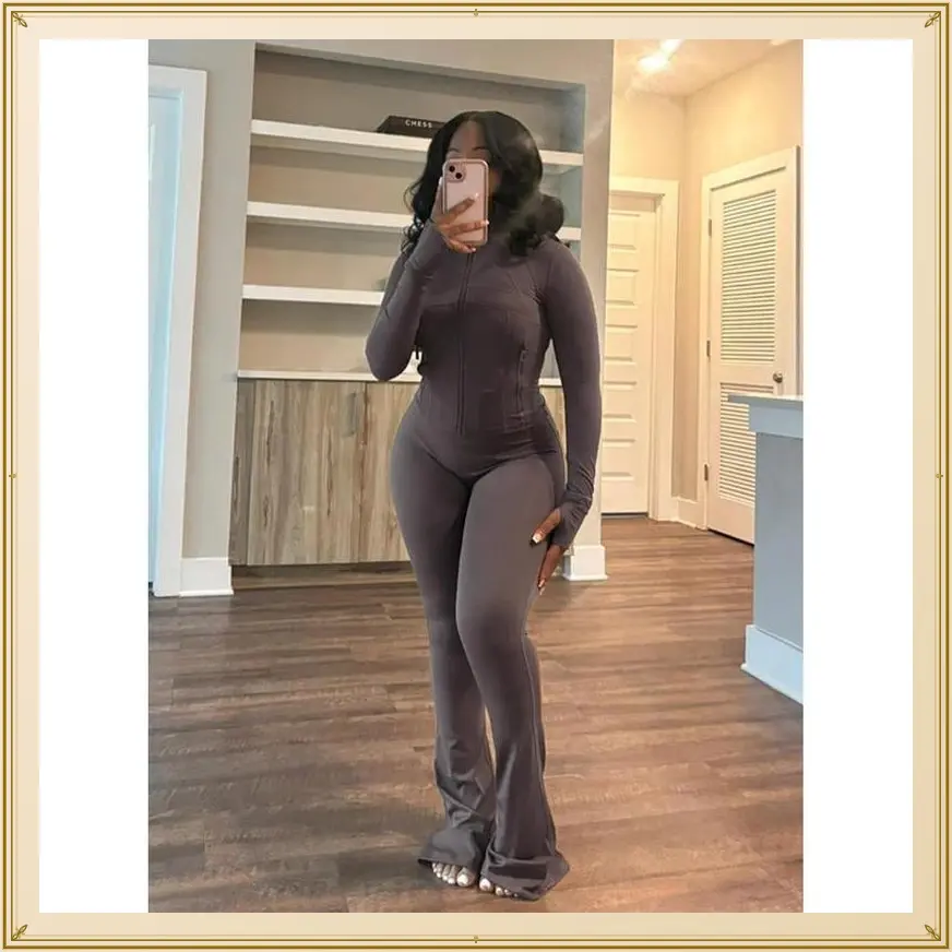 Women��s  Lounge Set �C Cozy Zip-Up Crop Jacket & Flare Pants Tracksuit |                 Stretchy Workout Outfit Home, Gym & Streetwear