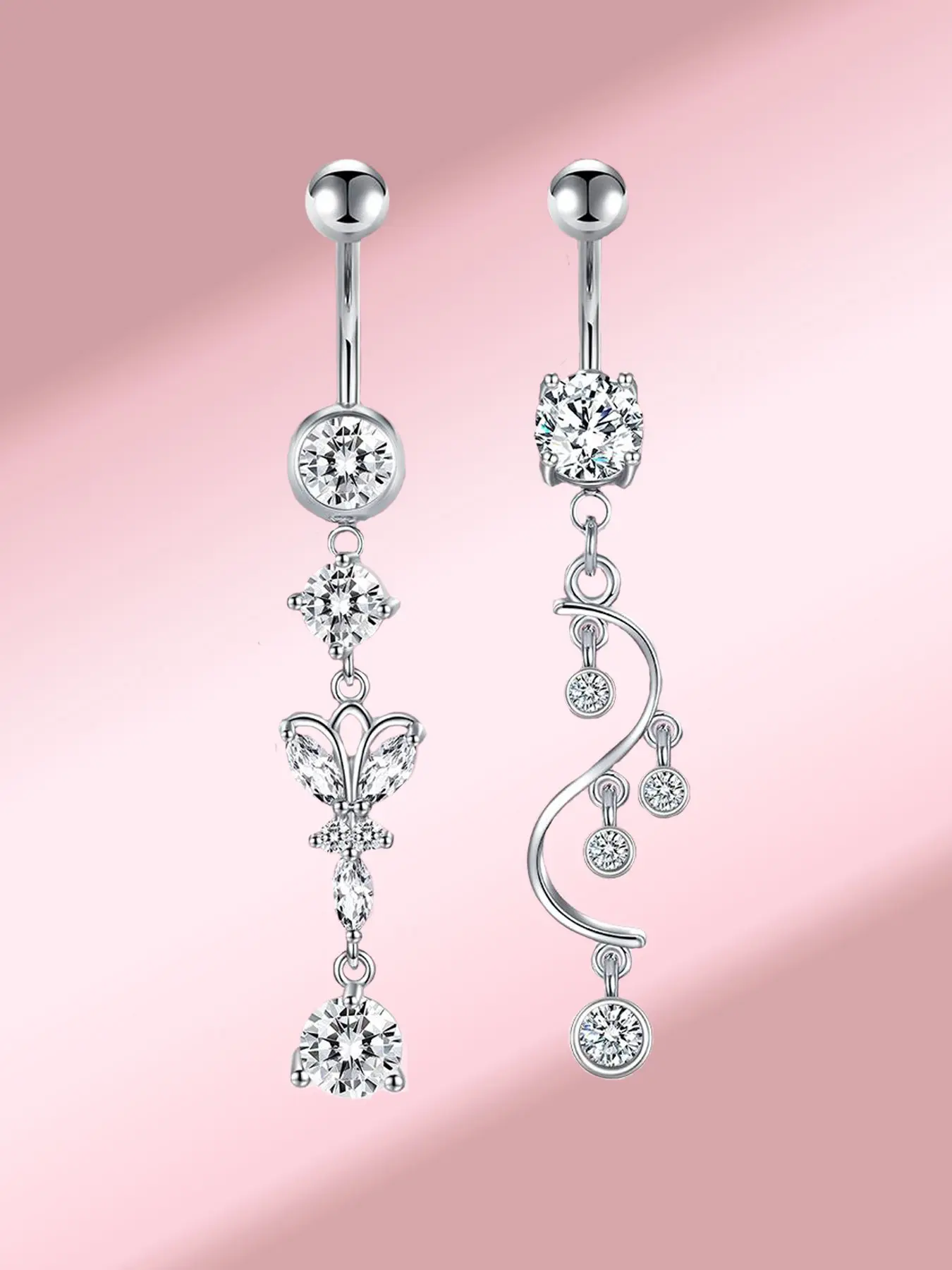 Stainless Steel Belly Button Ring, Navel Piercing Jewelry, Fashionable Heart & Flower Design Belly Piercing Ring, Body Piercing Jewelry for Women & Girls, Trendy All-match & Exquisite Jewelry for Birthday Gift, Body Jewellery