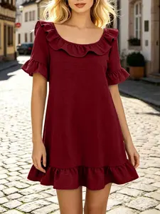 Summer Soft Pure Color Short Skirt, Three-Layer Ruffle Design, Casual Lazy Style Daily, Summer New Women's Fashion