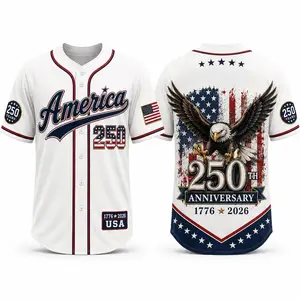 USA 250 Years Baseball Jersey, USA 250th Anniversary Jersey, 1776 2026 Freedom Shirt, Unisex Patriotic Eagle Jersey