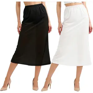 2 Pcs Women's Half Slips for Under Dresses Satin Skirt Extenders Anti-Static Petticoat Cosplay Underskirt(Gift)
