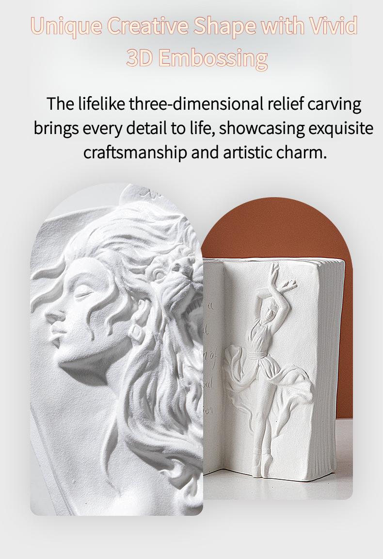 INS ceramic bookend stand creative human body vase home bookshelf desktop storage office bookend decoration