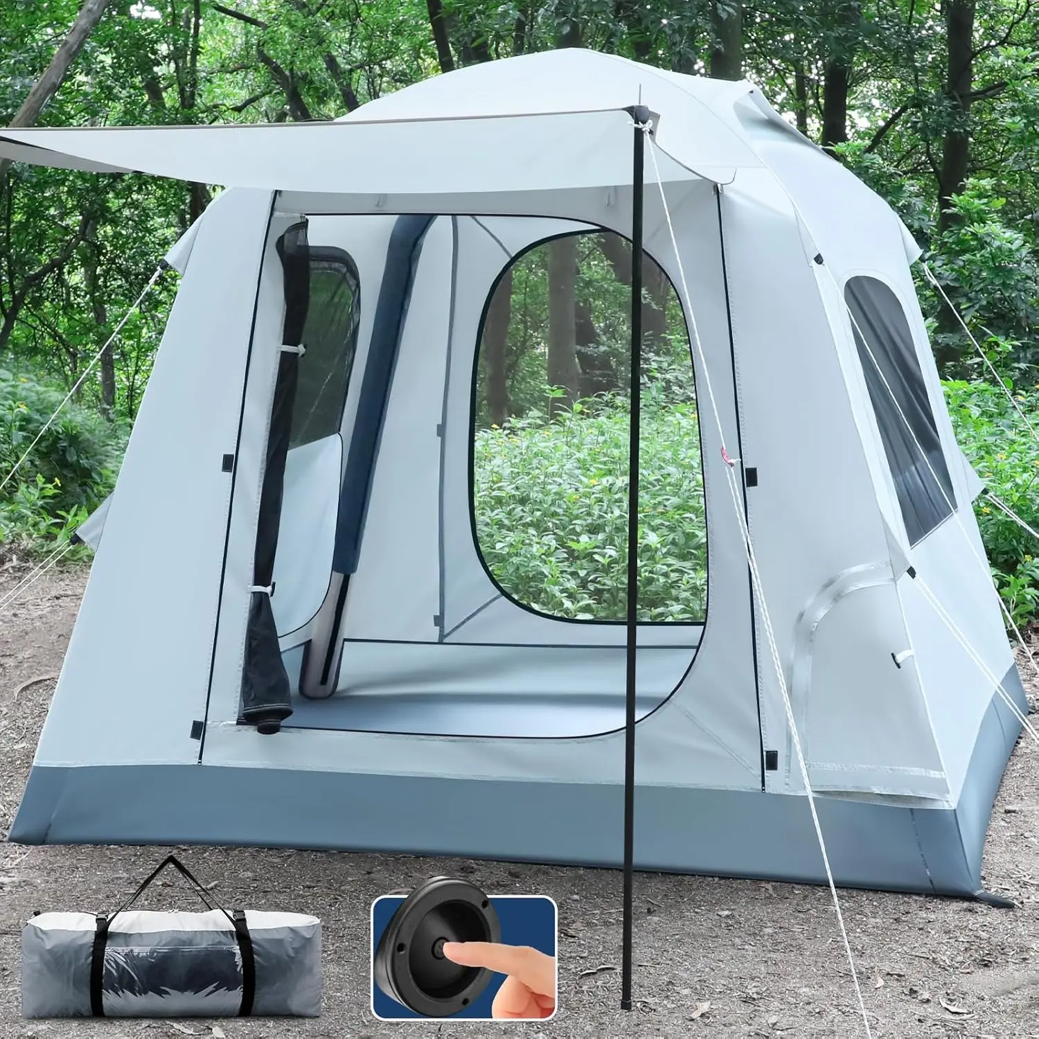 Quick Automatic Inflatable Camping Tent,Easy Set up Air Blow Up Tent | Quick Setup Tent,3-4 Person Glamping Outdoor 4 Season ,Rainproof & Windproof Portable