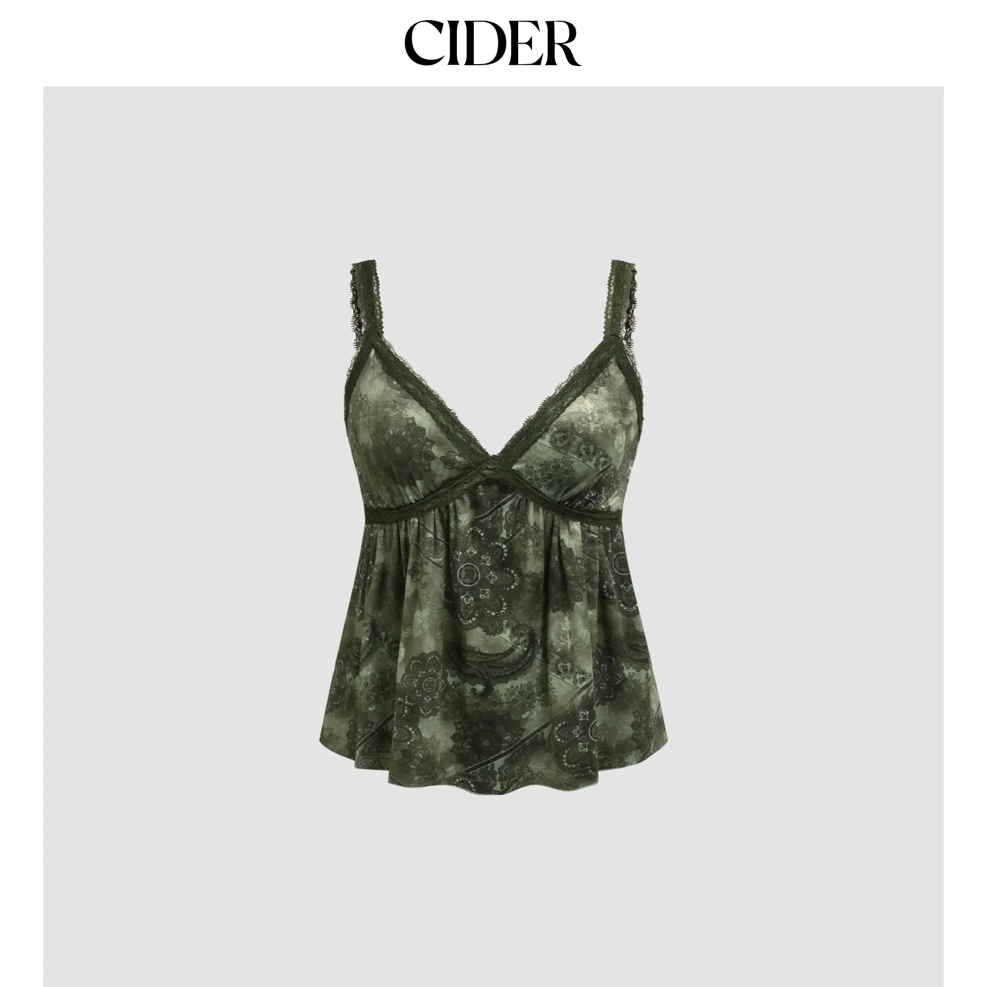 Cider Velvet Sweetheart Aztec Lace Cami Top Sleeveless Womenswear