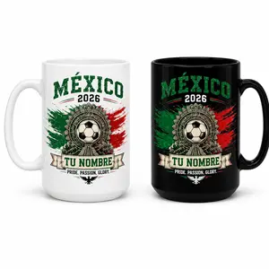 Personalized Mexico 2026 Glossy Printed Ceramic Mug - 11oz/15oz Aesthetic Custom Name Drinkware, Mexican Soccer Fan Gift for Men