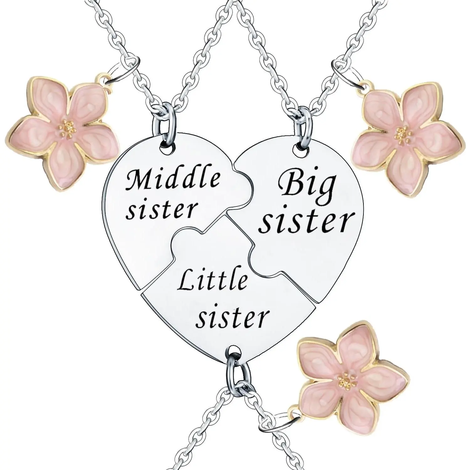 Sister Matching Necklaces - Big, Middle & Little Sister Gifts Set