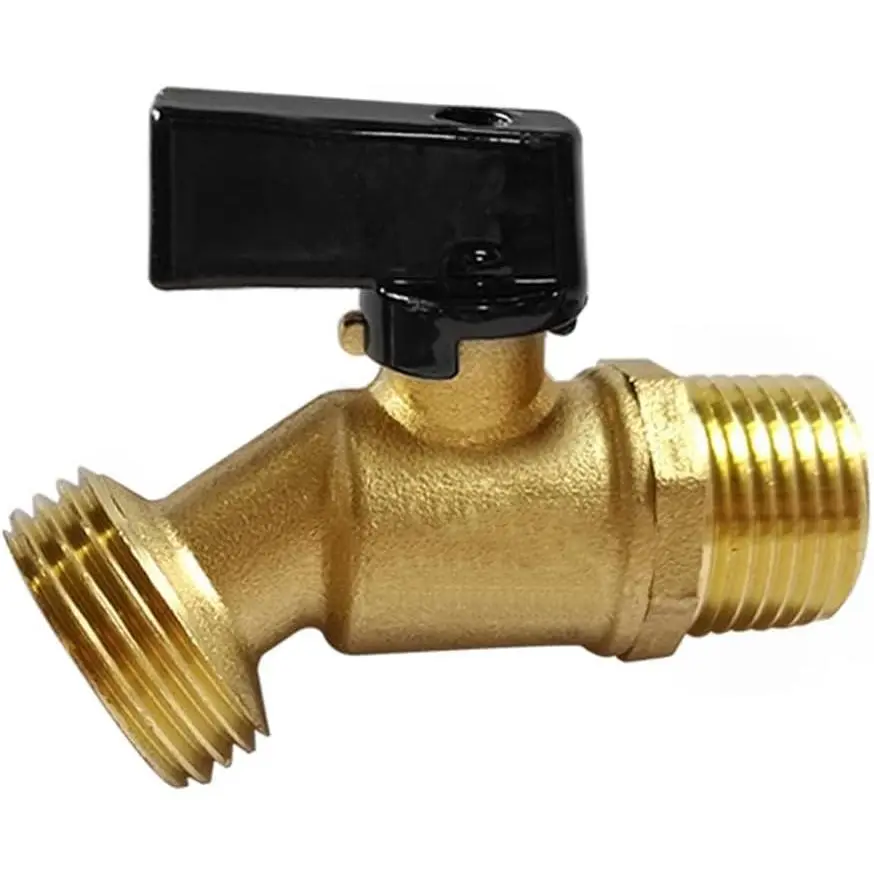 Brass Garden Hose Bibb Valve, 1/2 Inch NPT Male, 1 count | 1/2" MIP Male Inlet to 3/4" GHT Male Outlet, Faucets Spigot with Quarter Turn Ball Valve