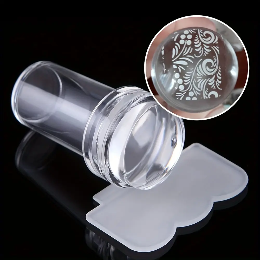 3pcs Nail Art Stamper Kit Silicone Stamper Scraper Transparent Head Nail Stamping Manicure Plate Stamp for DIY Nail Decor Polish Stencil Template Seal Tools