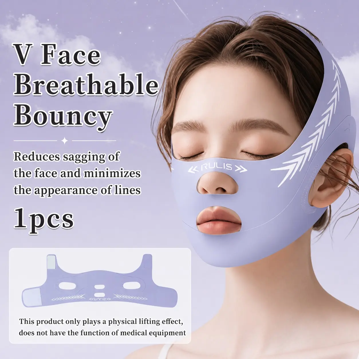 Night & Day V-Shape Face Lifting Mask, Elastic Tape for Jawline Sculpting, Travel-Friendly Beauty Tool, New Sleep Mask for Women