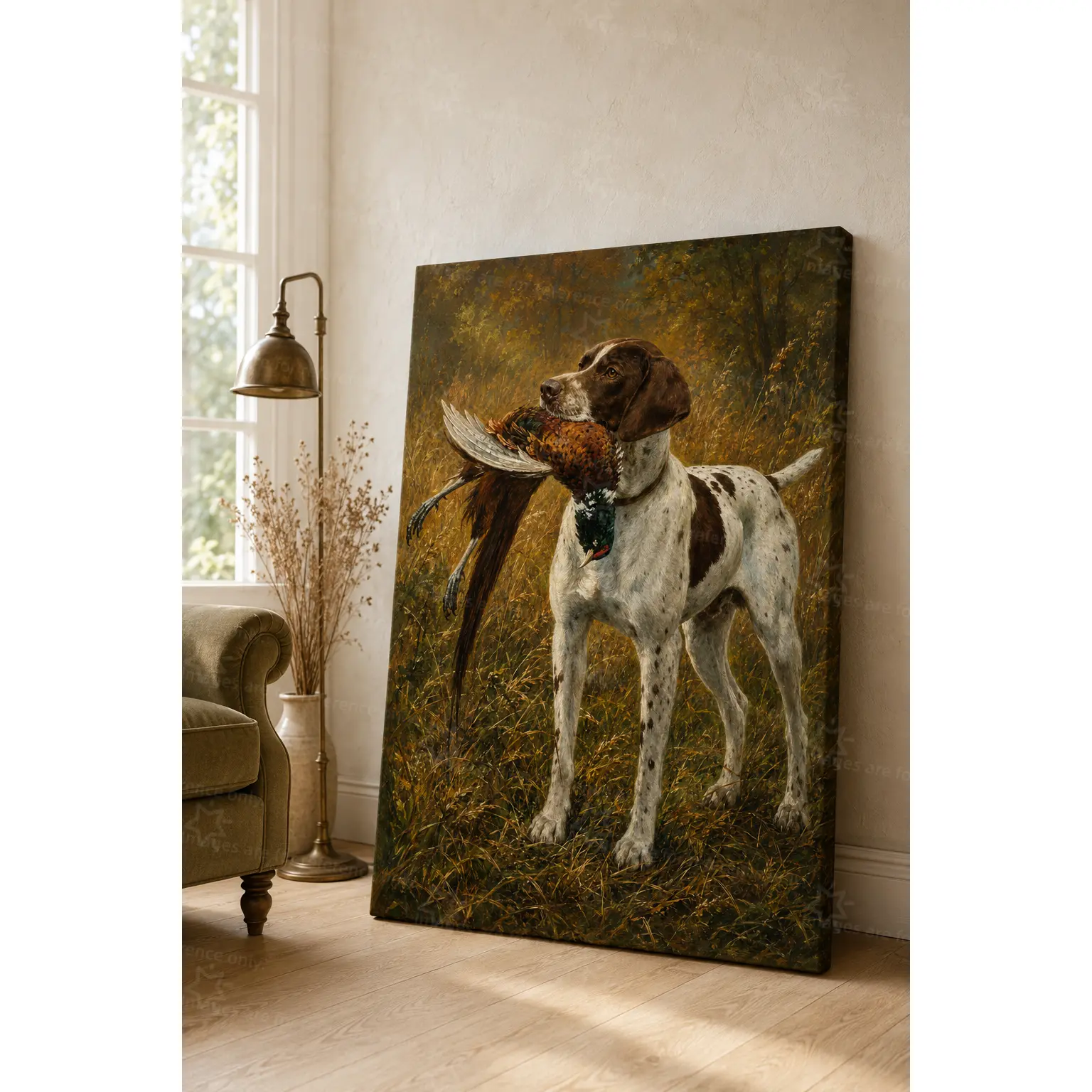 1pc Lightweight Vintage Hunting Dog Carrying Game Bird Artistic Print Poster, Nature Hanging Rustic Sporting Wildlife Home Decor, Gift for Dog Owners, Ideal for Cabin & Farmhouse Spaces