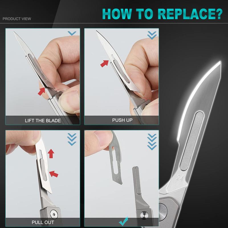 Folding Scalpel Knife with 10 Blades, coin pocket size for Outdoor Camping, DIY Projects & Daily Office Carry Folding Scalpel Knife with 10 Blades, coin pocket size for Outdoor Camping, DIY Projects & Daily Office Carry