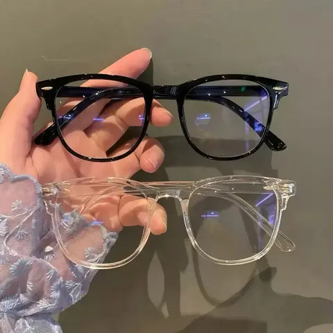 Unisex 2-Piece Set Blue Light Glasses - Polycarbonate Full-Rim Black Lightweight Frames, Anti-UV Anti-Fatigue Fashion Accessory Eyewear for Work, Daily Wear