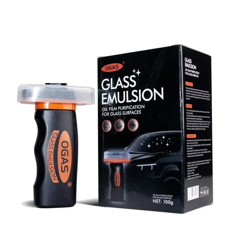 Ogas Handheld Glass Cleaner 100g + Towel, Car Windshield Cleaning Agent, Oil Film Remover, Stripe-Free Glass Cleaner, Compact Portable Cleaner