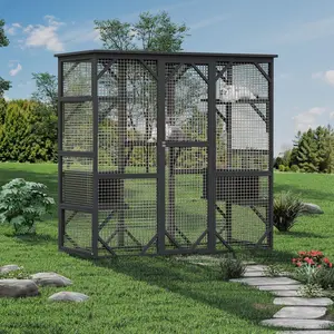 Garvee Extra Large Outdoor Cat Enclosure Cat House – Walk-In Catio with Window Access – Spacious, Safe Play Area for Multiple Cats – Black