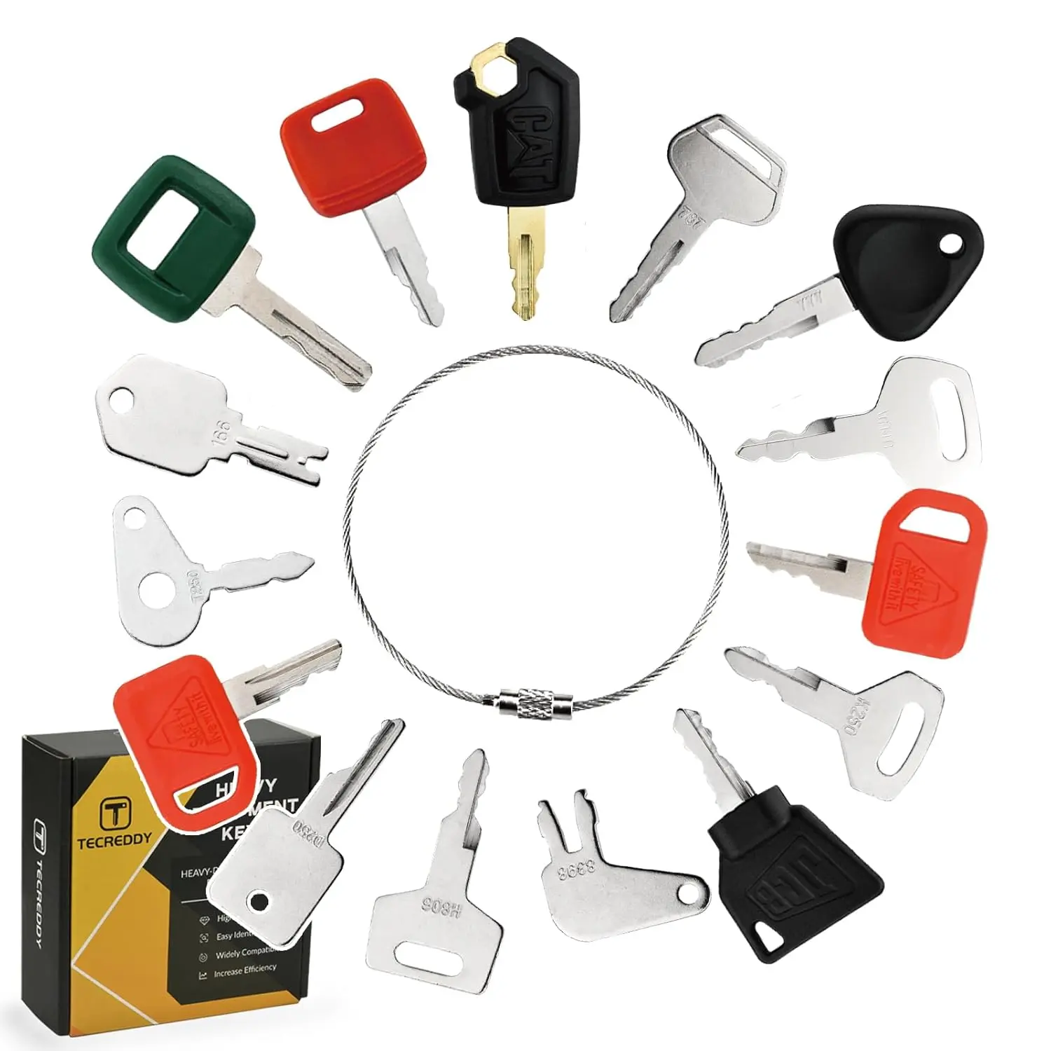 15PCS Construction Equipment Keys Set Pack with Lock Compatibility, Fits 5P8500, AT195302, H800