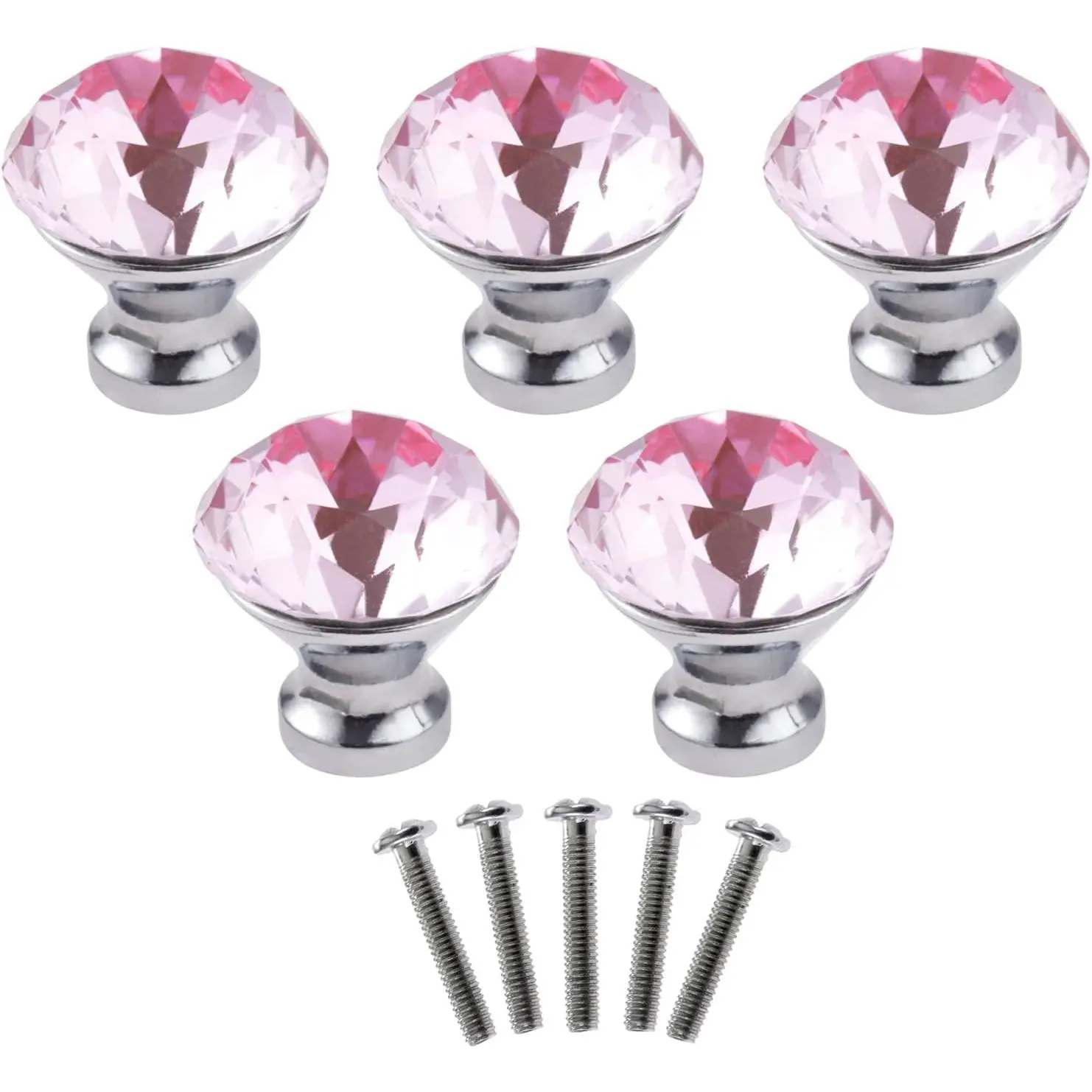 Knobs, 5 count  Drawer Pulls Glass Cabinet Handles for Wardrobe Cupboard Dresser Closet Bedroom Kitchen Furniture Decoration, with Screws | Sparkly    cabinet handles with screws, decorative hardware for dressers, wardrobes, kitchen and bedroom