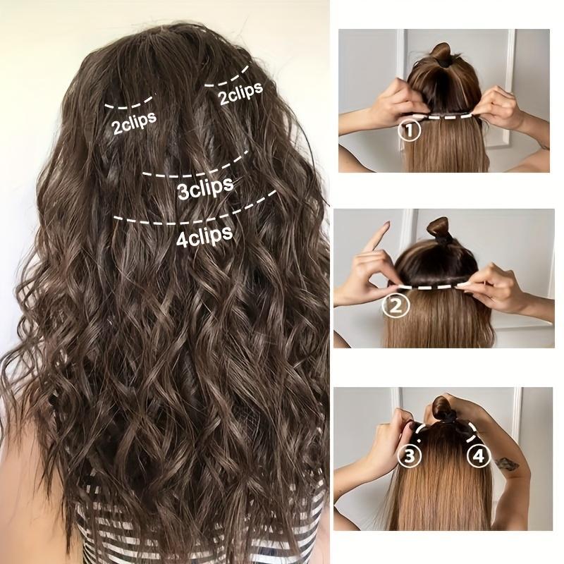 Clip In Hair Extensions Long Curly Wavy Black Layered Texture Natural Soft Heat Styling Friendly Secure Clips For Women Daily And Special Occasions
