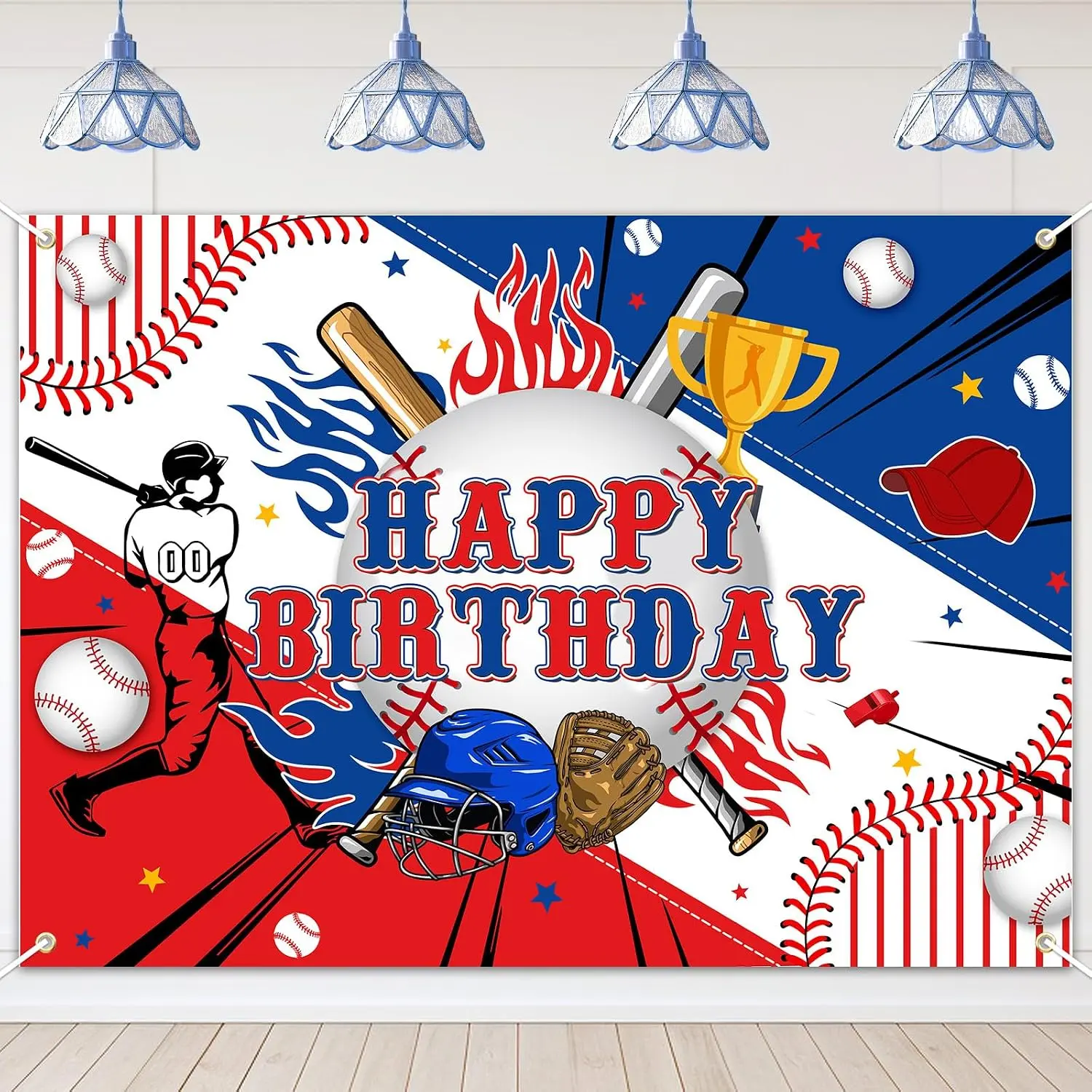 Baseball Happy Birthday Backdrop Banner Baseball Birthday Party Decorations  Themed Party Banner for Boys  Teens (7x5ft)