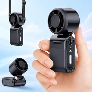 Portable Mini Fan, 5-Speed Rechargeable Handheld Neck Fan with Lanyard, 1800mAh Battery Personal Cooling Fan, Foldable Desk Fan for Travel, Office, Outdoor, Car# portable handheld mini fan