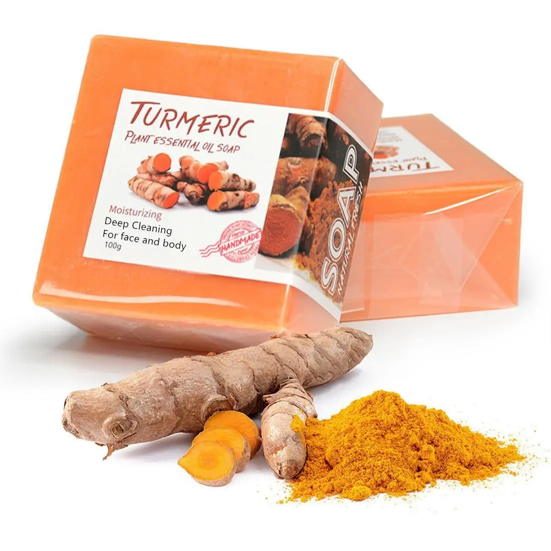 Turmeric & Kojic Acid Brightening Soap, Face & Body Dark Spot Reducer, Kojic Acid Soap, Natural Hydrating Cleaning Soap for Men & Women All Skin Types