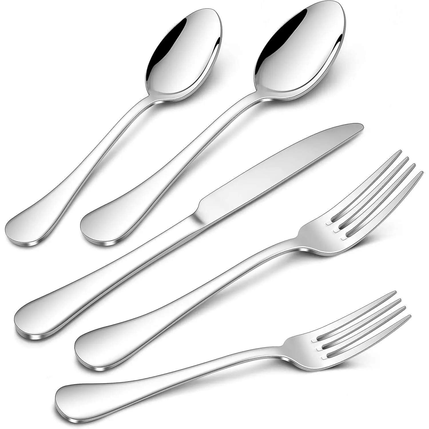 18/10 Stainless Steel Silverware Set, 60- Fancy Flatware Cutlery Set for 12, Modern Tableware Eating Utensils for  Restaurant Wedding, Mirror Polished, Dishwasher Safe