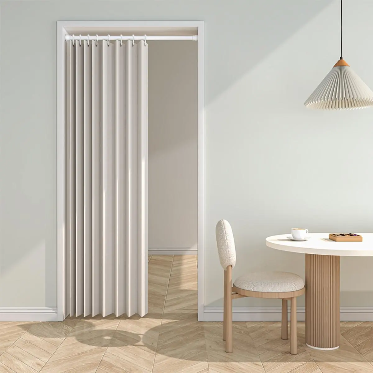 Modern Style Door Curtain, Window, 1 Piece Casual Folding Door Curtain, Plain Door Curtain, Door Shade For Home Living Room Bedroom