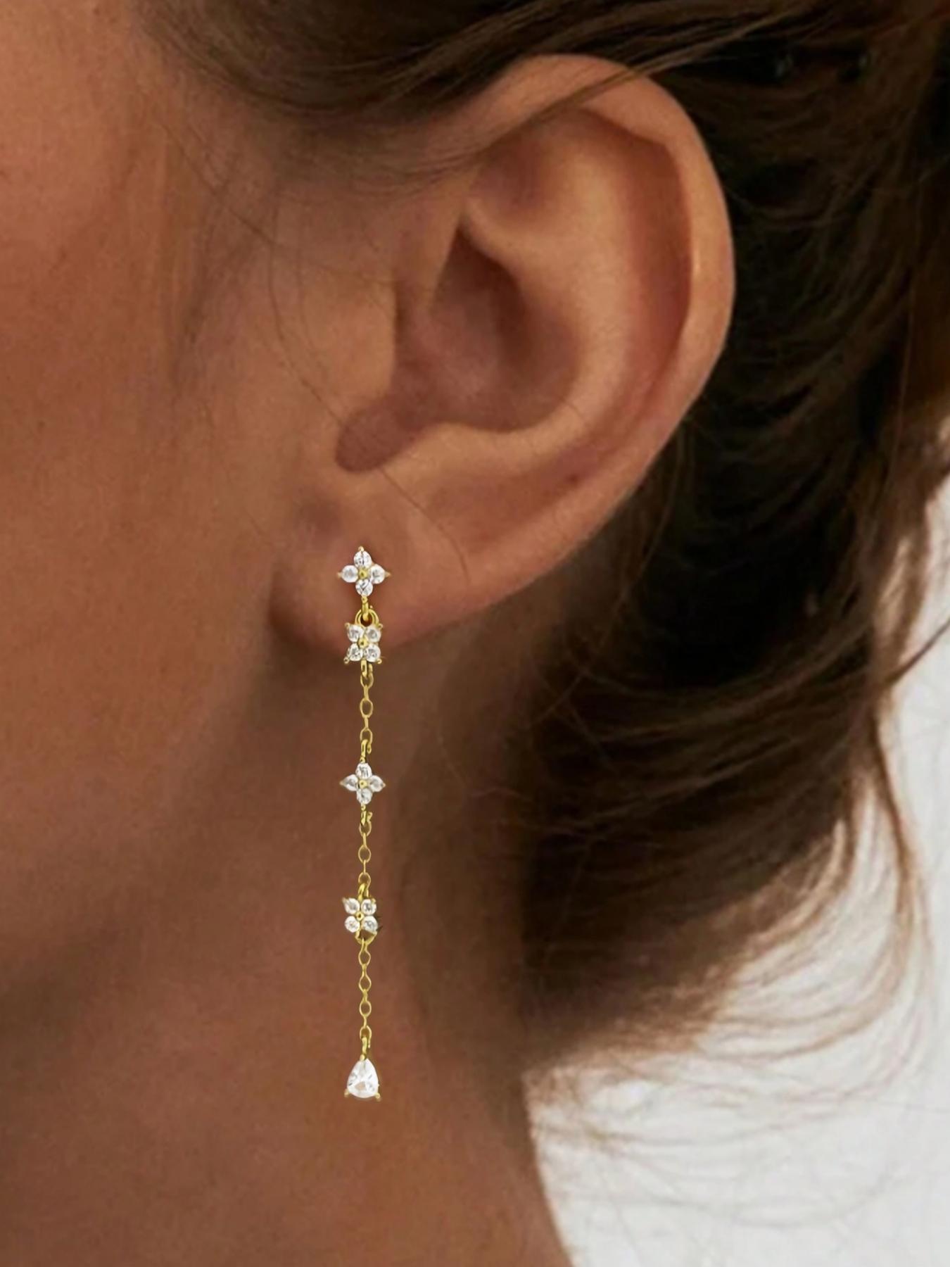 925 Sterling Silver Dangle Earrings, Elegant Chain Earrings for Women & Girls, Trendy All-match & Exquisite Jewelry for Birthday Gift