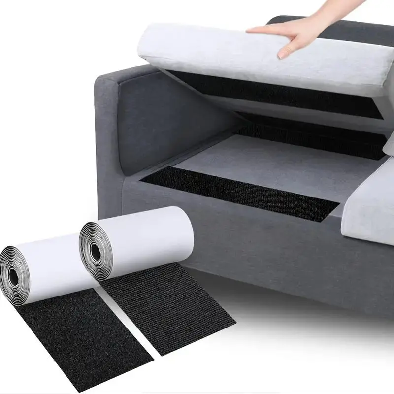 2 Rolls Couch Cushion Grip Tape Keep Couch Cushions From Sliding - Non Slip Cushion Pads, 4in X 6.5 FT Heavy Duty Strips With Adhesive For Fabric, Outdoor Patio Cushions, Hook And Loop Anti Slip