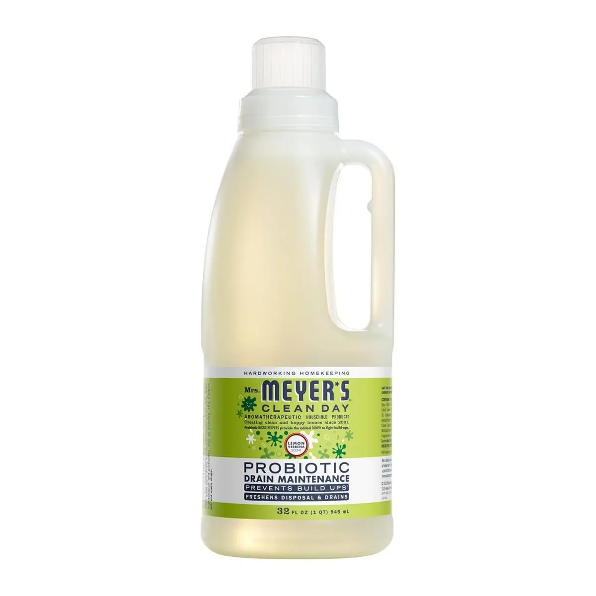 Probiotic Drain Maintenance Liquid, Lemon Verbena, 32 Fl Oz for Freshening Disposals and Drains, Septic Safe