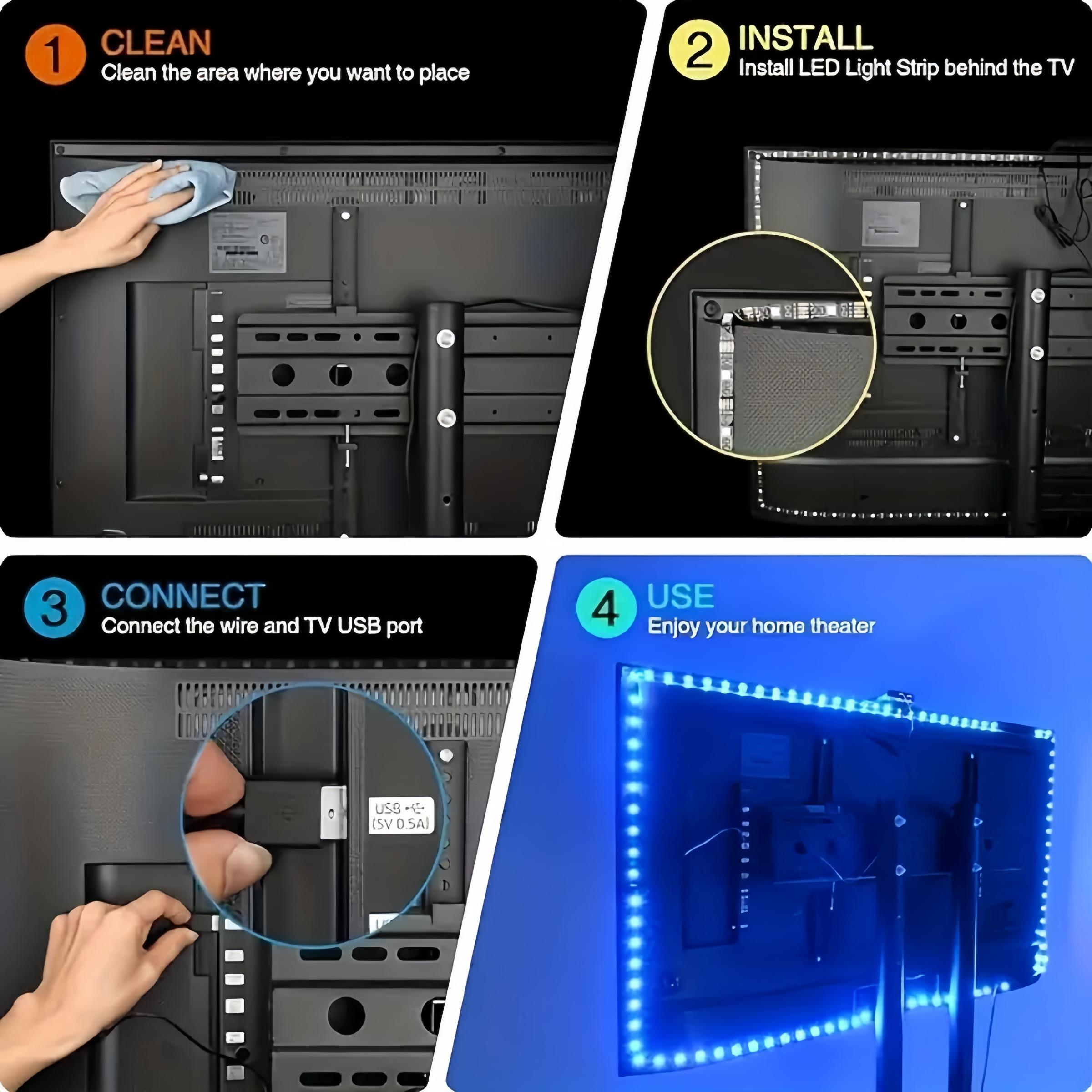 Smart TV LED Backlight Sync with Camera, Compatible with 32-85 Inch Screens, APP Control Color Changing TV Light, Smart TV Accessories