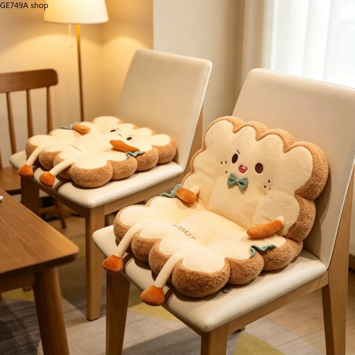 Cute Toast Bread Plush Seat Cushion - Kawaii Cartoon Biscuit Floor Pillow for Autumn Home Decor, Thick Chair Mat Butt Protectors for Office Car Soft Tatami Mats