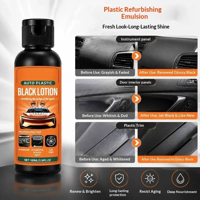 1PC 100ml Car Plastic Renovator, Interior Plastic Parts Whitening Repair, Shine Restoration, Car Care Agent, Automotive Maintenance Solution, Interior Detailing Products
