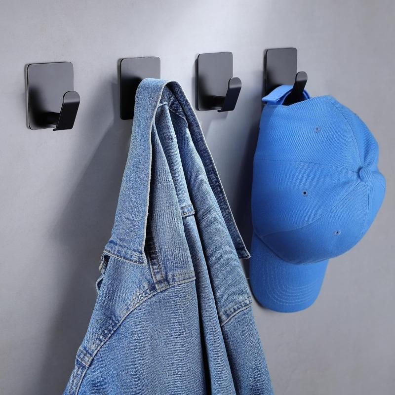Wall Mounted Hook, Stainless Steel Wall Hook, Rustproof & Oil Proof Self-adhesive Hook for Kitchen & Bathroom, Modern Home Organizer