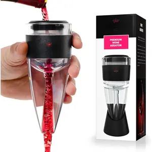 Red  Air Aerator -  2026 Professional-Quality Multi-Stage  Decanter with Aerator - Improves  Flavor, Filters Impurities, Prevents Drips and Spills. Includes WineGuide Ebook