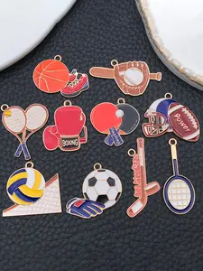 Sports Charms, Enamel Charms Badminton Charm Rugby Charm Volleyball Charms Football Charm Sports Ball Pendants for Crafting DIY Jewelry Bracelets Earrings Necklaces Making