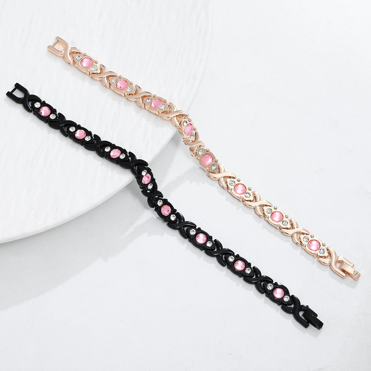 Fashionable Detachable Energy Magnet Bracelet, Eco-friendly Alloy with Diamonds, Adjustable Women's Bracelet