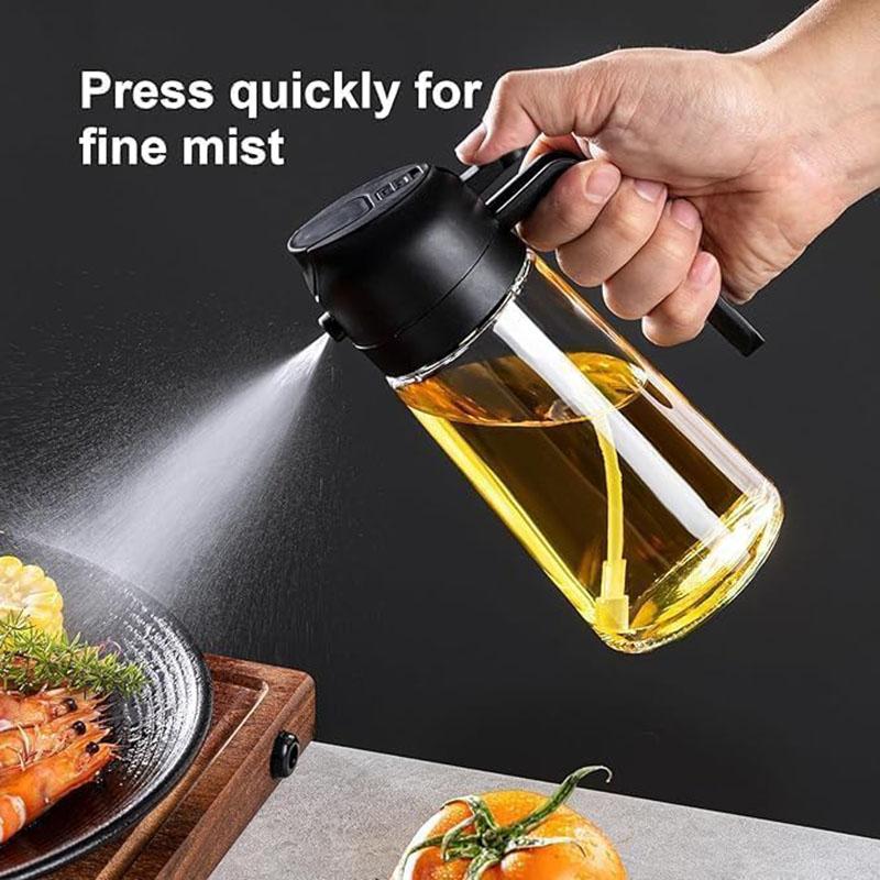 Multifunctional 2-in-1 Glass Oil Dispenser, 1 Count Olive Oil Sprayer with Handle, Oil Dispenser for Cooking, Baking, Frying, Kitchen Utensils & Gadgets #GLOBAL PICKS
