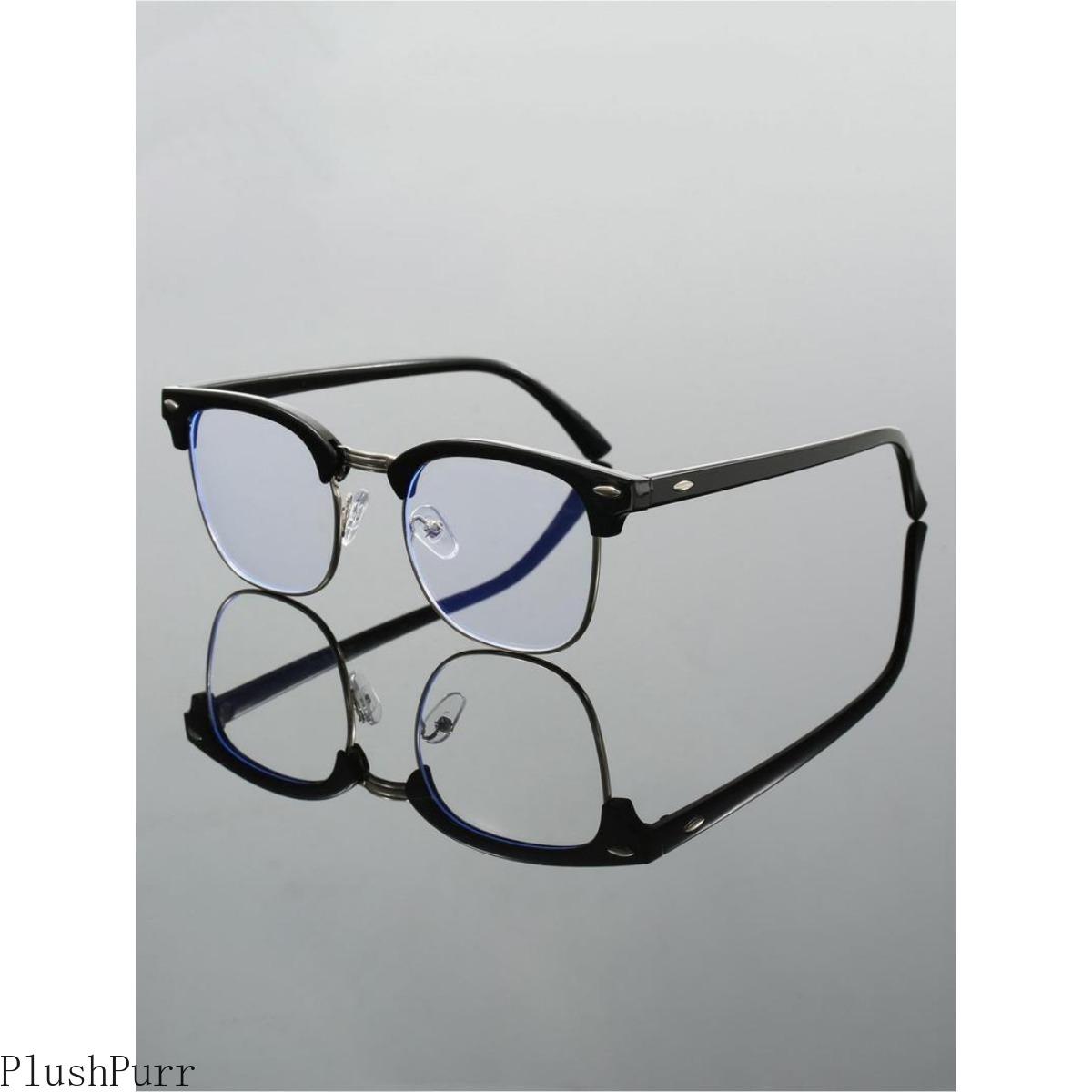 Anti-Blue Light Square Full Frame Eyeglasses - Unisex Basic Fashion Style, Ideal for Work & Daily Outfit Decor