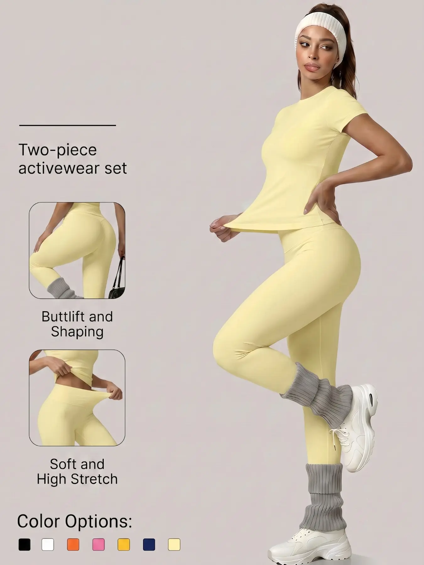 2-Piece Spring & Summer Women's Yoga Set, High Waist Slim-Fit Short-Sleeve Sporty Activewear Set, Ideal for Fitness, Running & Outdoor Activities, Yoga Sportswear Set