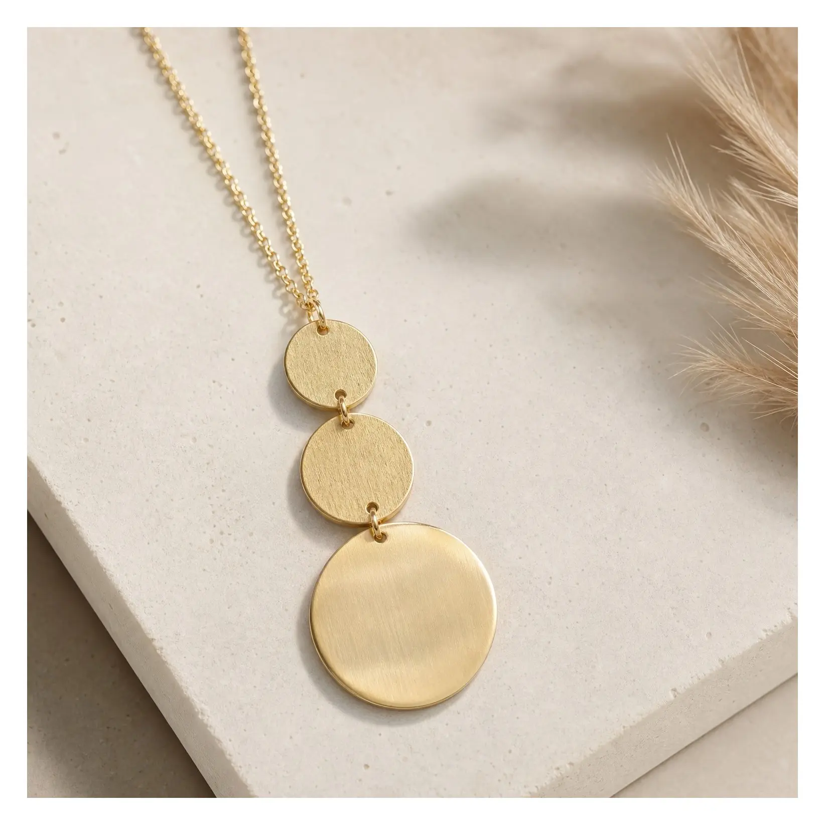 18K Gold Plated Long Disc Pendant Necklace for Women Fashion Sweater Chain JewelryGift
