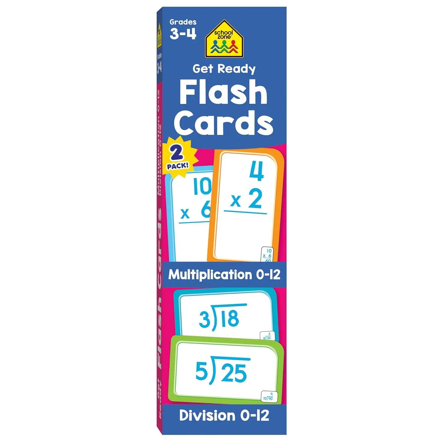 School Zone Get Ready Flash Cards Multiplication & Division 2-Pack: 112 Math Cards, 3rd & 4th Grade, Multiplication 0–12, Division 0–12, Build Speed, Accuracy & Math Confidence, Ages 8+