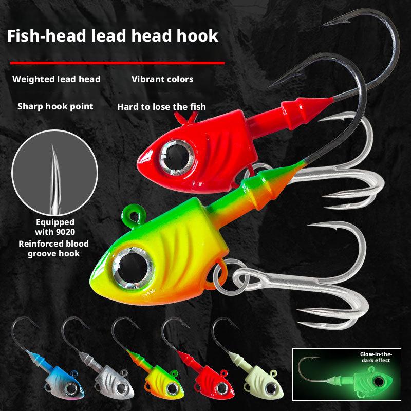 Fishing hook with simulated fish head, heavy-duty lead head hook, UV fish head lead head hook lure, Zhou Shan Hai Ya bionic bait