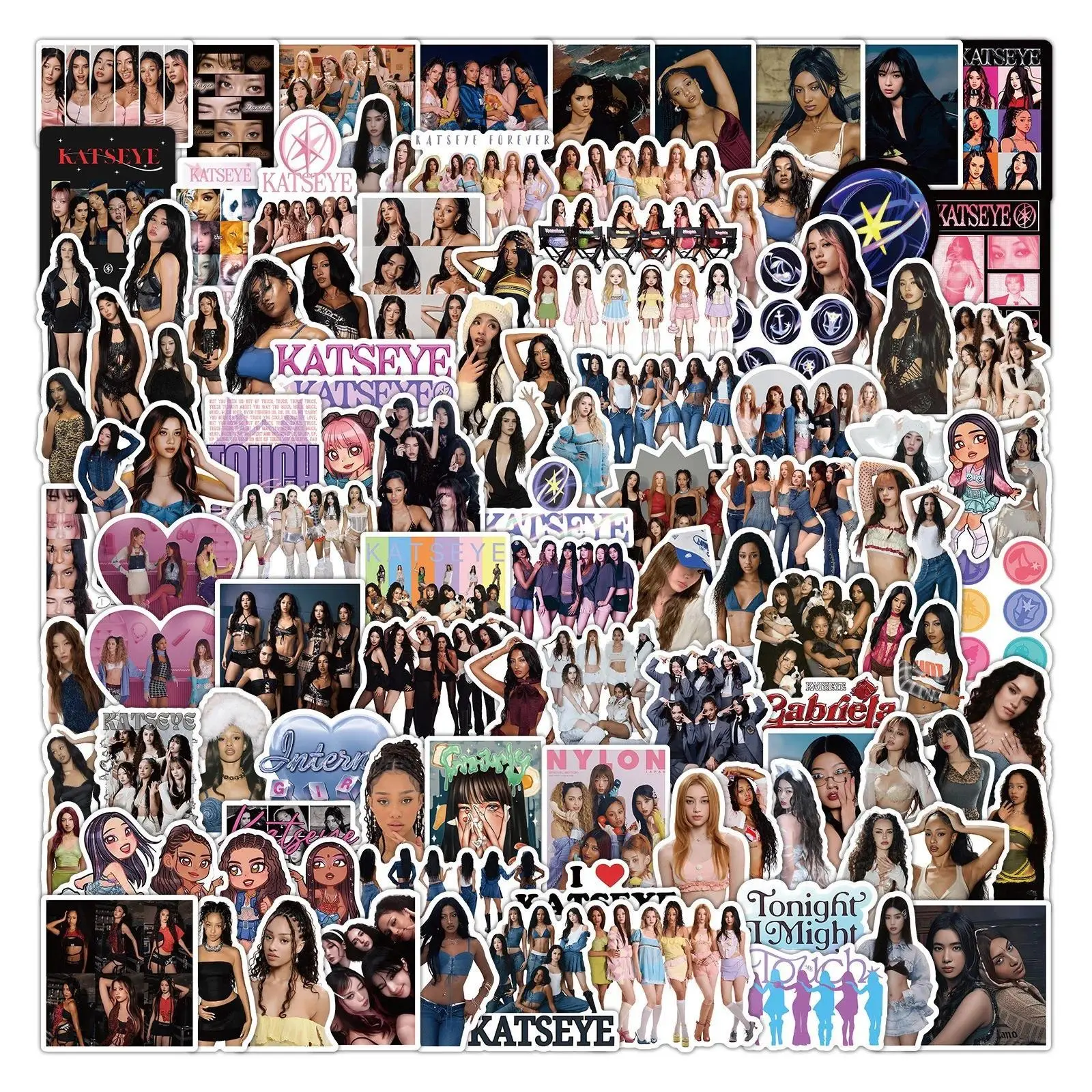 50/100pcs New Katseye Kpop Girl Group Graffiti Stickers Decoration Luggage Phone Guitar Waterproof Stickers
