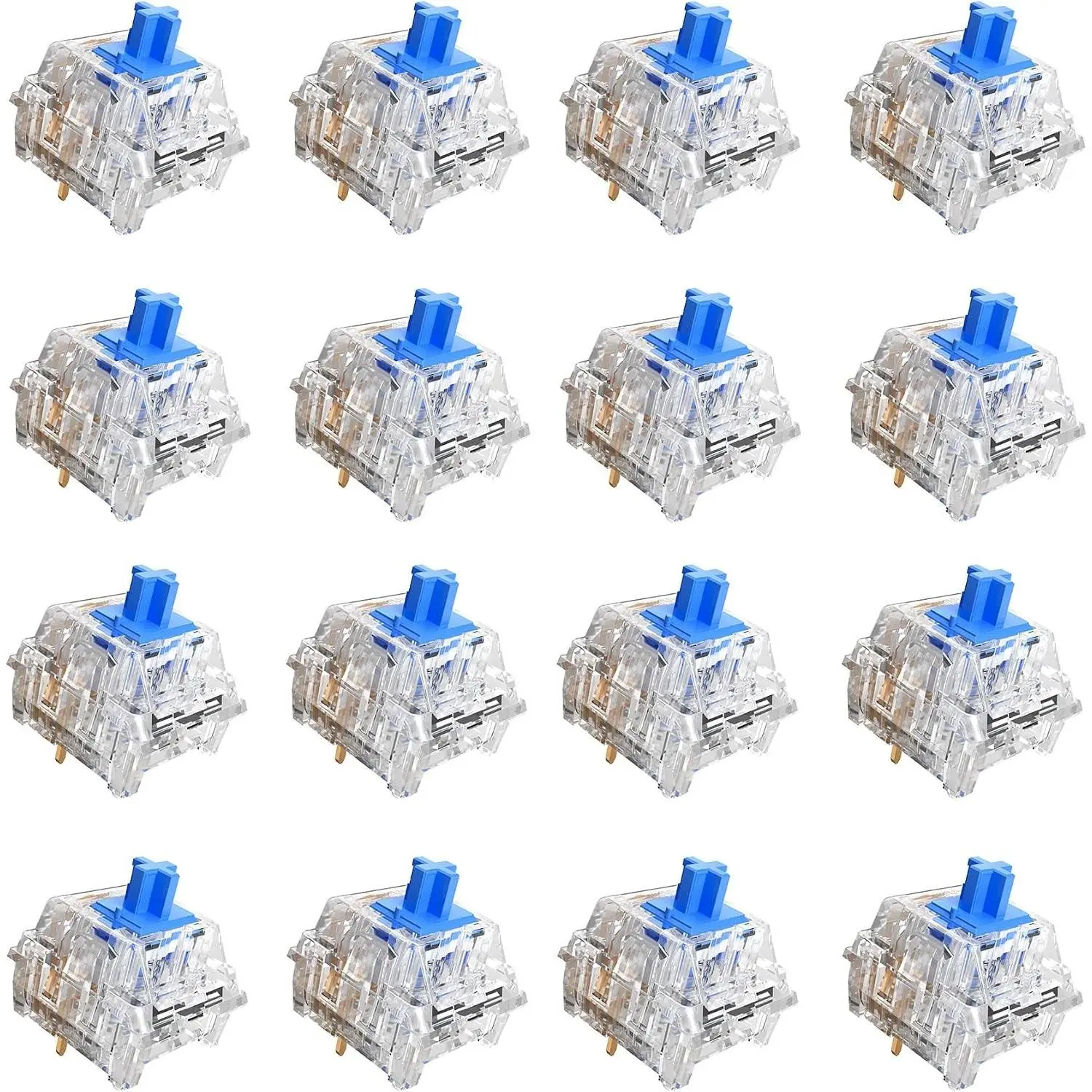 20pcs Crystal Blue Switch,3 Pin 50gf Clicky Accurate Typing Dustproof Pre Lubed Key Switches,Keyboard Clicker Replacement for 3D Prints and Mechanical Gaming Keyboard