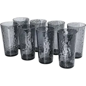 BPA-Free Plastic Tumblers 8 Pack (8x22oz) | Reusable Dishwasher Safe | Stackable Shatterproof Cups | Plastic Drinkware & Drinking Tumblers for Restaurant, Home, Party