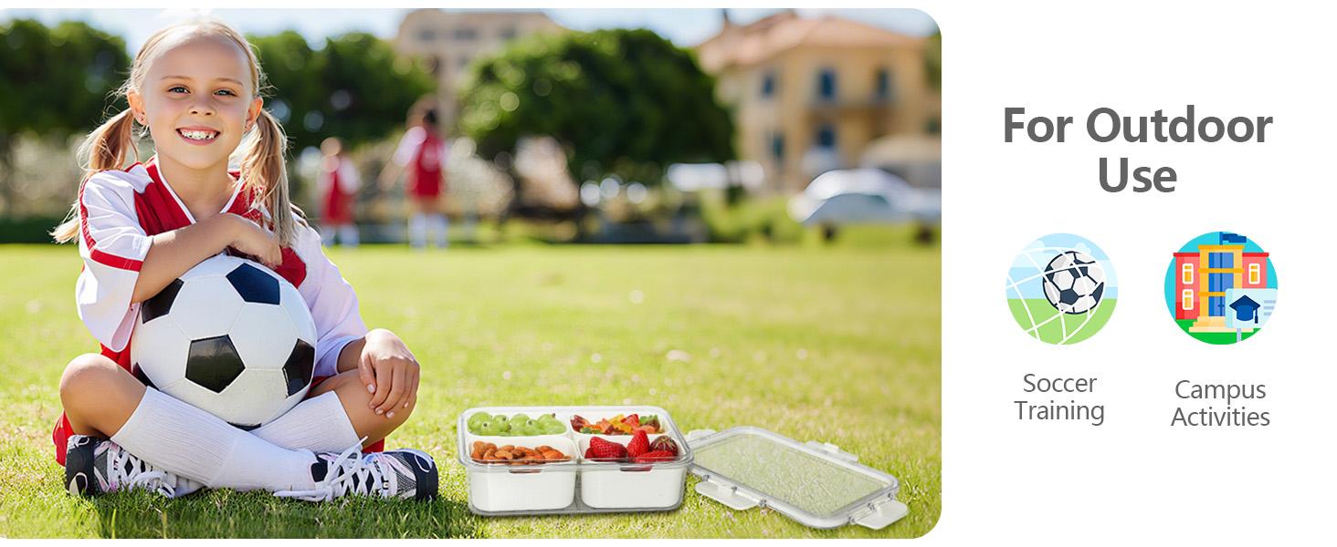 Small Snackle Box Container, Divided Serving Tray with Lid, 4 Compartment Snack Box Container for Candy, Fruits, Charcuterie, Travel & Parties, BPA-Free, 2 Pack