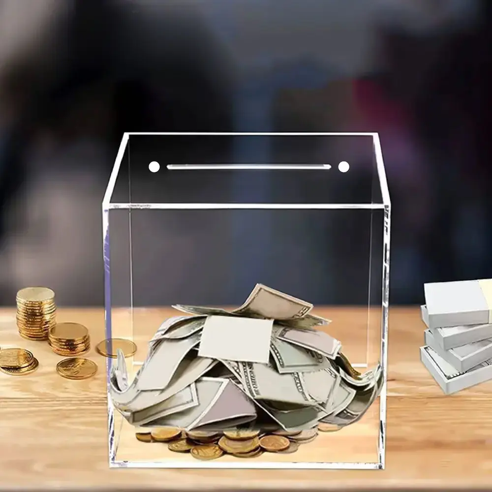 Saving Challenge Box, Clear Acrylic Piggy Bank, Unopenable Money Saving Box, Unbreakable Coin & Cash Container, Cash Coin Jar for Teens, Boys & Girls, Gift # GLOBAL PICKS