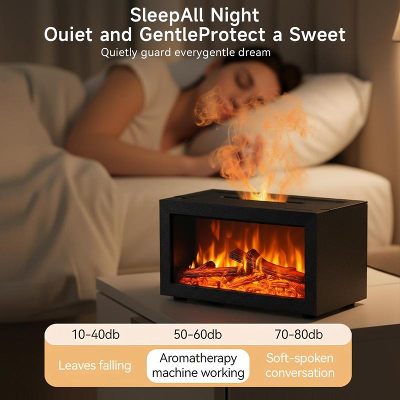 Fireplace Flame Air Diffuser Humidifier - 7 Color LED Flame, Aromatherapy Essential Oil Diffuser, Ultrasonic Aroma Humidifier with Timer for Home Bedroom Office Yoga