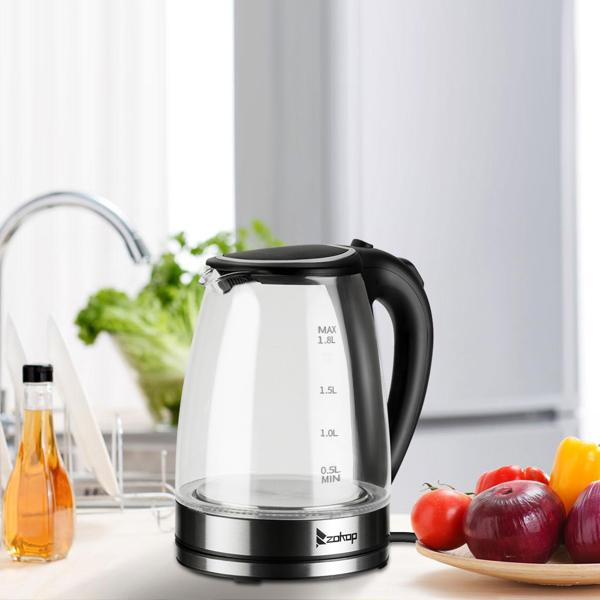 HD-1857-A 110V 1200W 1.8L Electric Glass Kettle US Plug