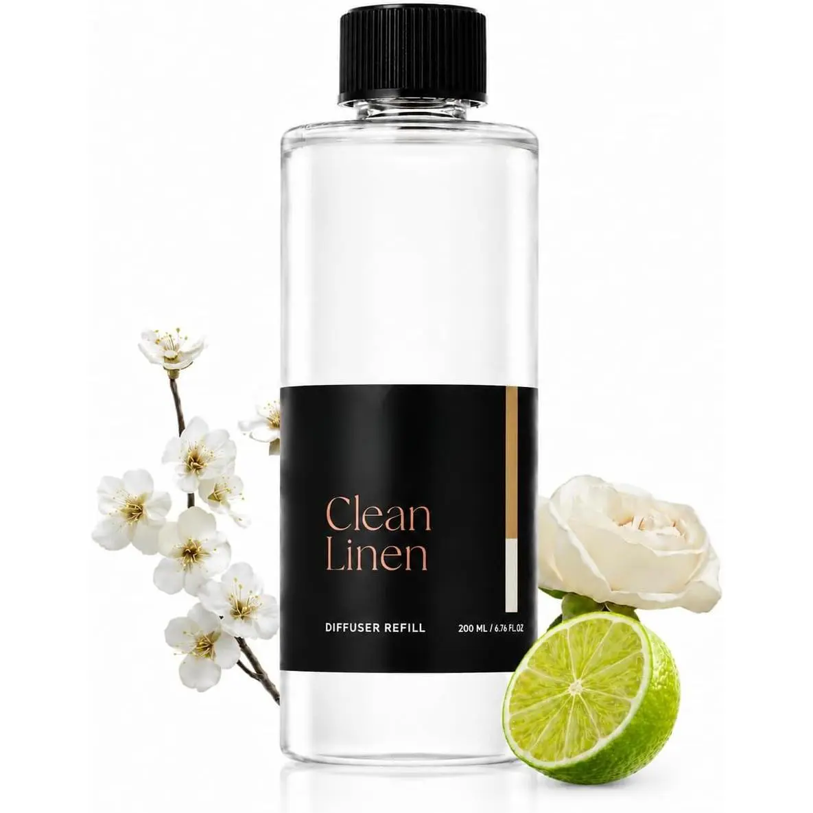 6.76 fl oz Clean Linen Reed Diffuser Refill, Premium Scent Oil for Home Aromatherapy, Long-Lasting Fragrance Oil for Reed Diffusers, Bathroom, Bedroom & Home Decor